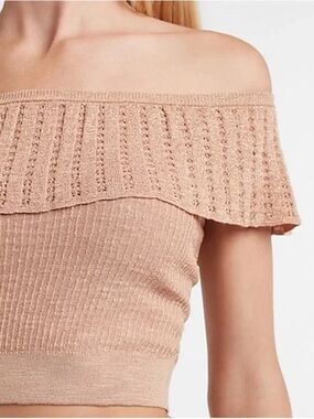 Gold Off-the-Shoulder Knit Crop Top